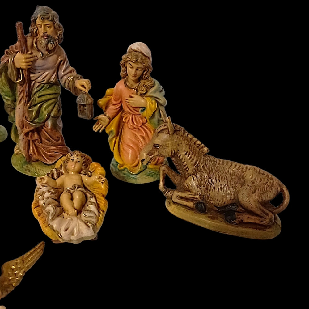 9 Vtg Nativity Set Italy Figures Holy Family Mary Jesus Joseph Wisemen Composite - Picture 9 of 16